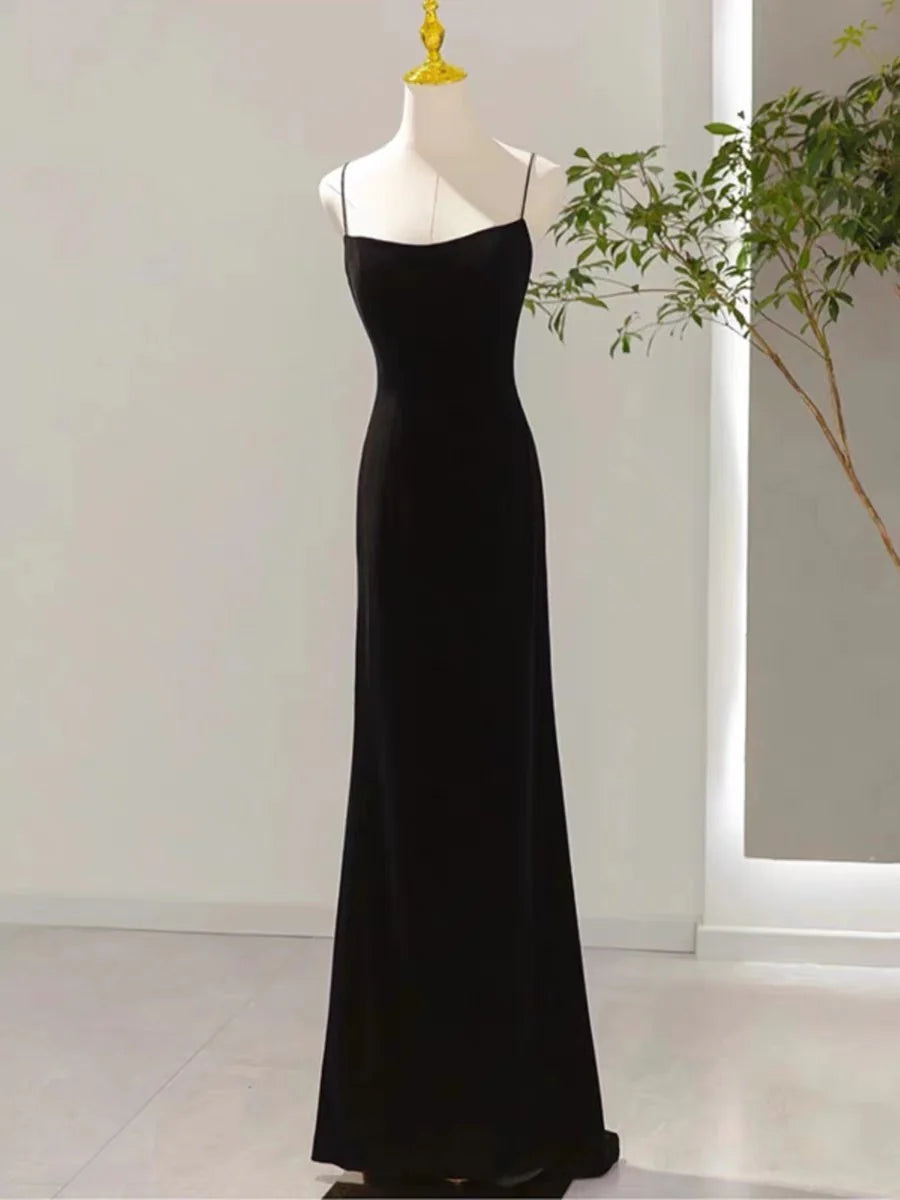 Wholesale Sexy Mermaid Spaghetti Straps Black Long Prom Dresses Evening Dress gowns evening dresses